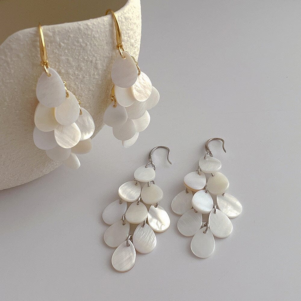 Shell Teardrop Tassel Earrings Earrings Claire & Clara 