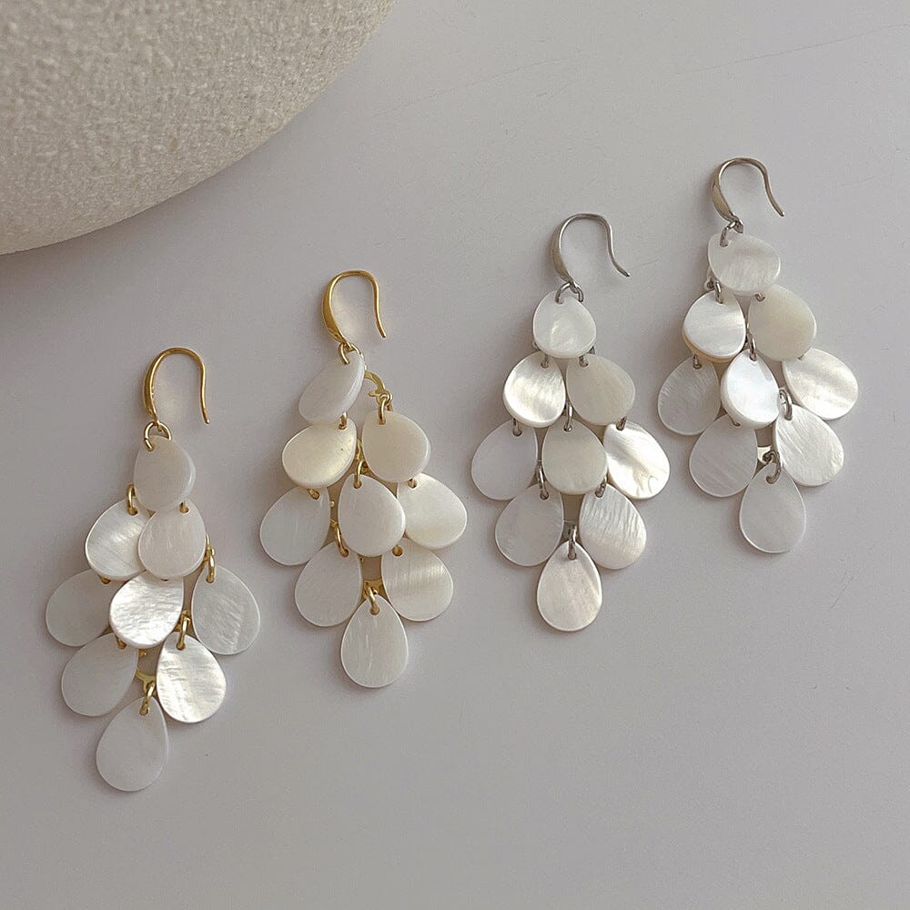 Shell Teardrop Tassel Earrings Earrings Claire & Clara 