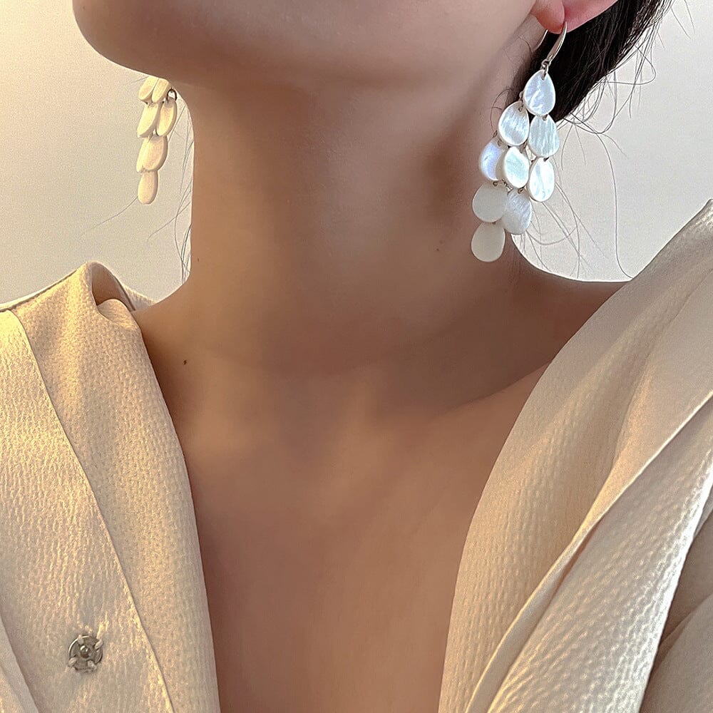 Shell Teardrop Tassel Earrings Earrings Claire & Clara 