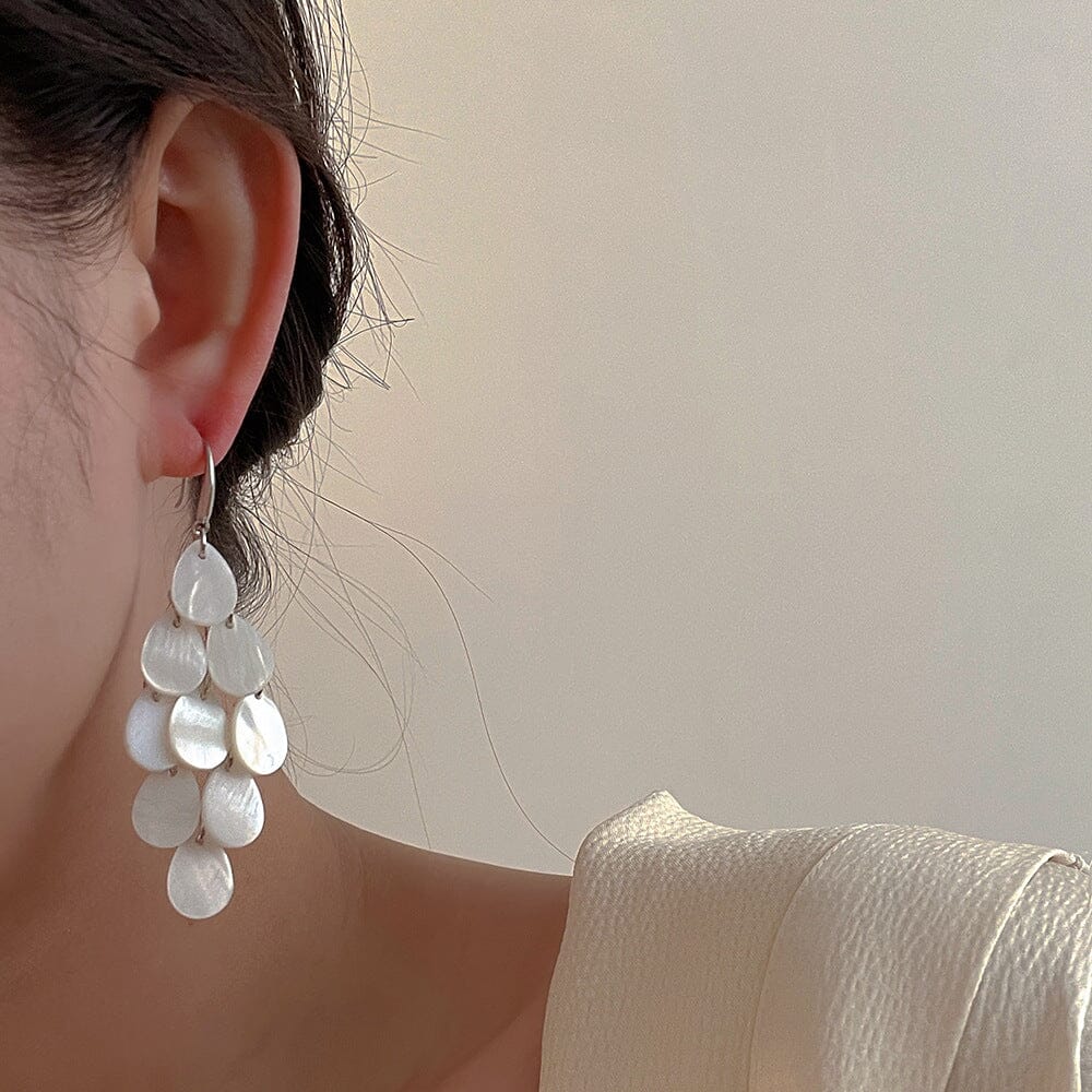 Shell Teardrop Tassel Earrings Earrings Claire & Clara 