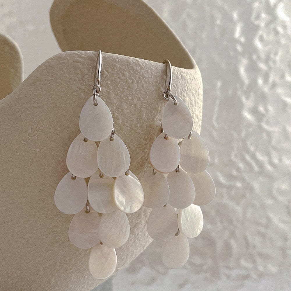 Shell Teardrop Tassel Earrings Earrings Claire & Clara 