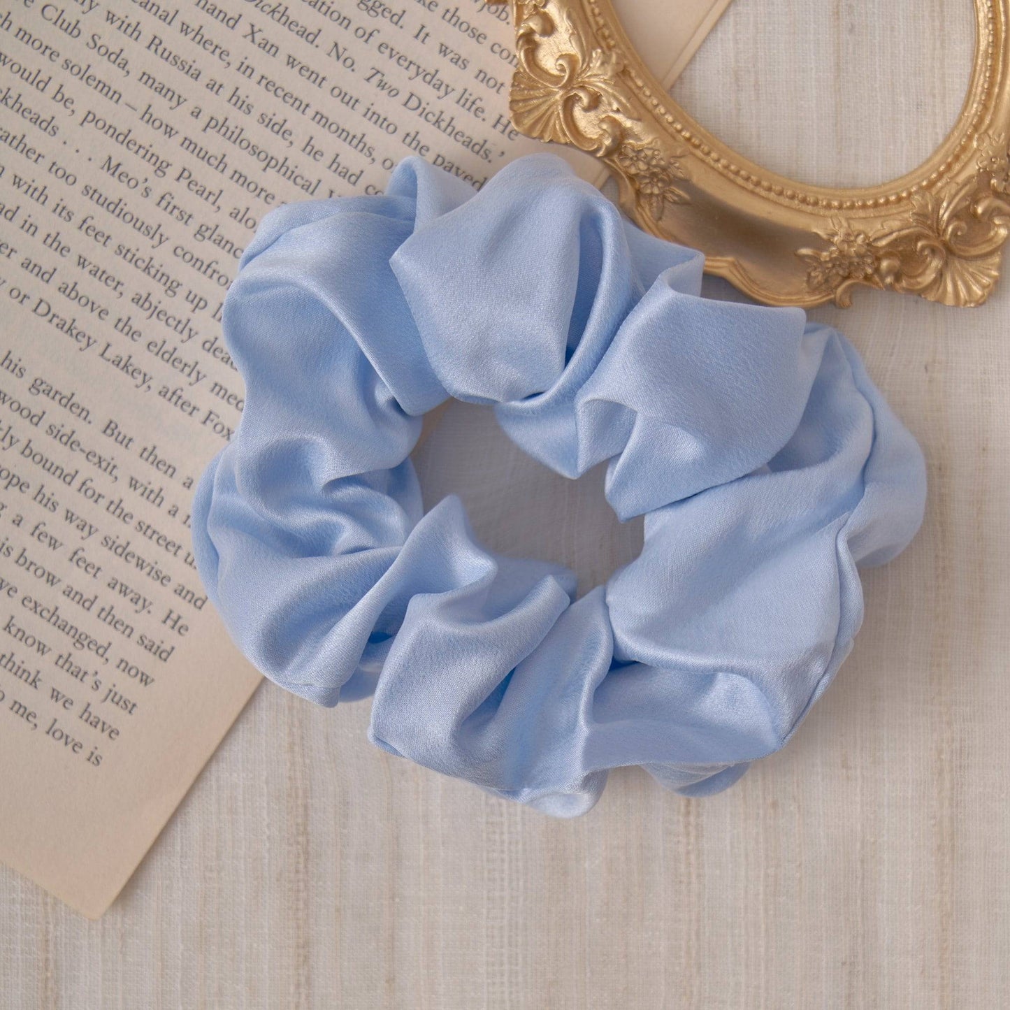 Silk Scrunchie Hair Tie Scrunchies > hair tie > hair accessories > hair scrunchies > silk scrunchies > silk hair ties Claire & Clara Blue 