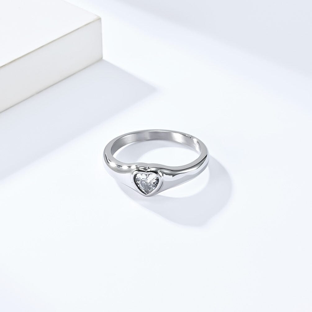 Simple Style Heart Diamond Ring Ring Claire & Clara 