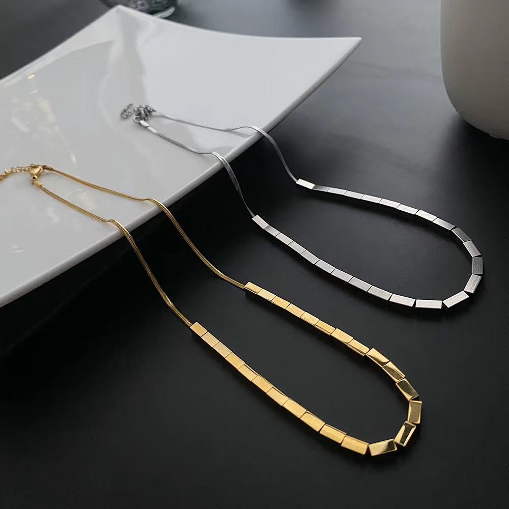 Small Cube Snake Bone Clavicle Necklace Necklace Claire & Clara 