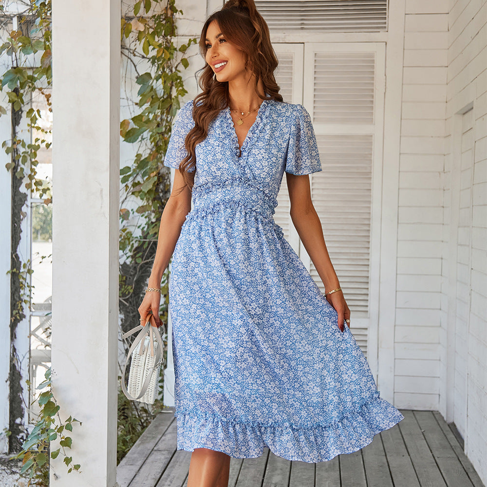 Sofia Floral Dream Bohemian Midi Dress Dresses Claire & Clara BLUE S 