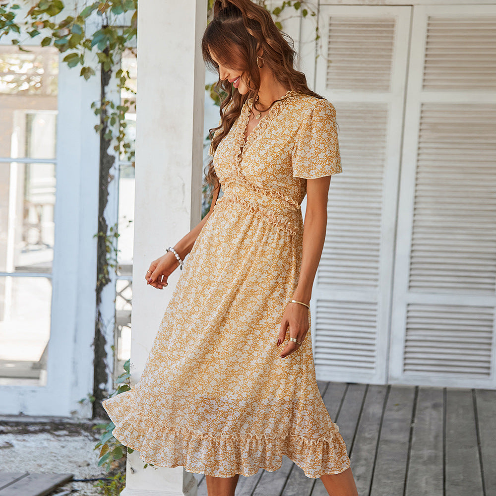 Sofia Floral Dream Bohemian Midi Dress Dresses Claire & Clara YELLOW S 