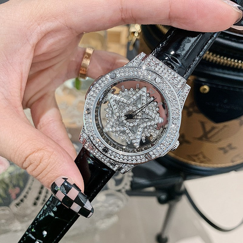 Spinning Pentagon Transparent Entry Luxury Ladies Watch Apparel & Accessories Claire & Clara 