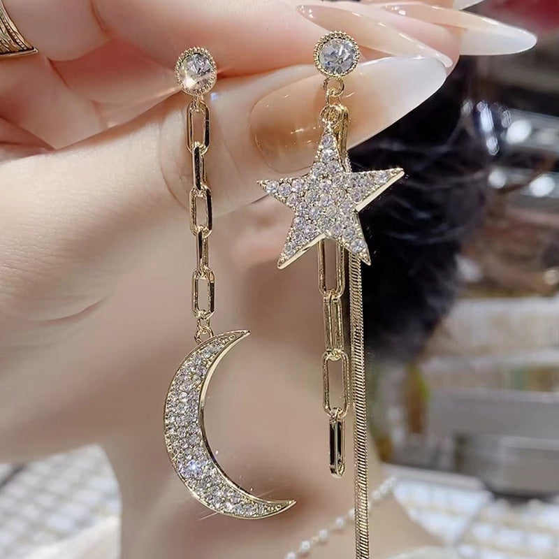 Star And Moon Tassel Earrings Earrings Claire & Clara 