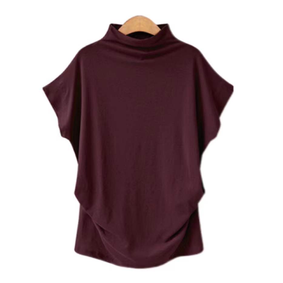 Susie Turtleneck Casual Tee Top Claire & Clara Wine S 