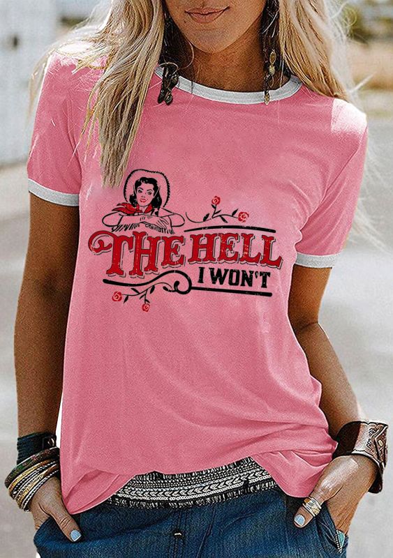 The Hell I Won't T-Shirt Top Claire & Clara Pink S 