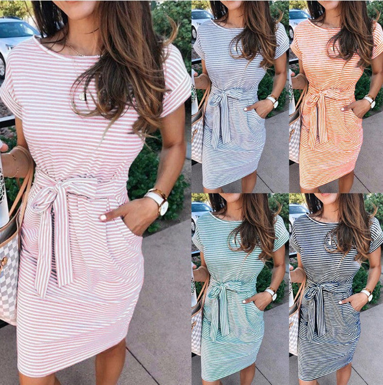 Tie Waist Short Sleeve Dress Dresses Claire & Clara 