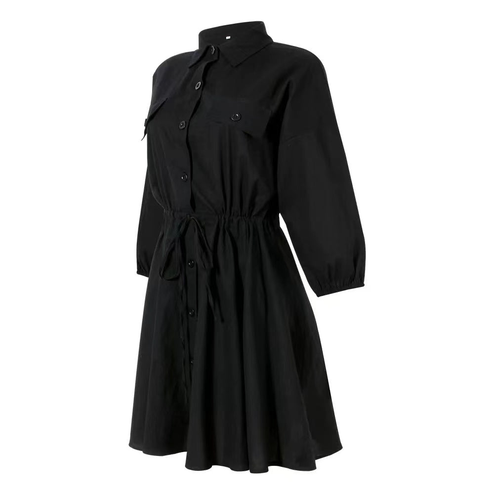 Tina Lapel Shirt Lace Up Casual Dress Dresses Claire & Clara 