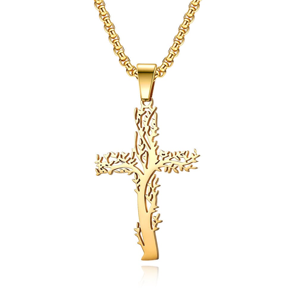 Tree of Life Cross Necklace Necklace Claire & Clara Gold 