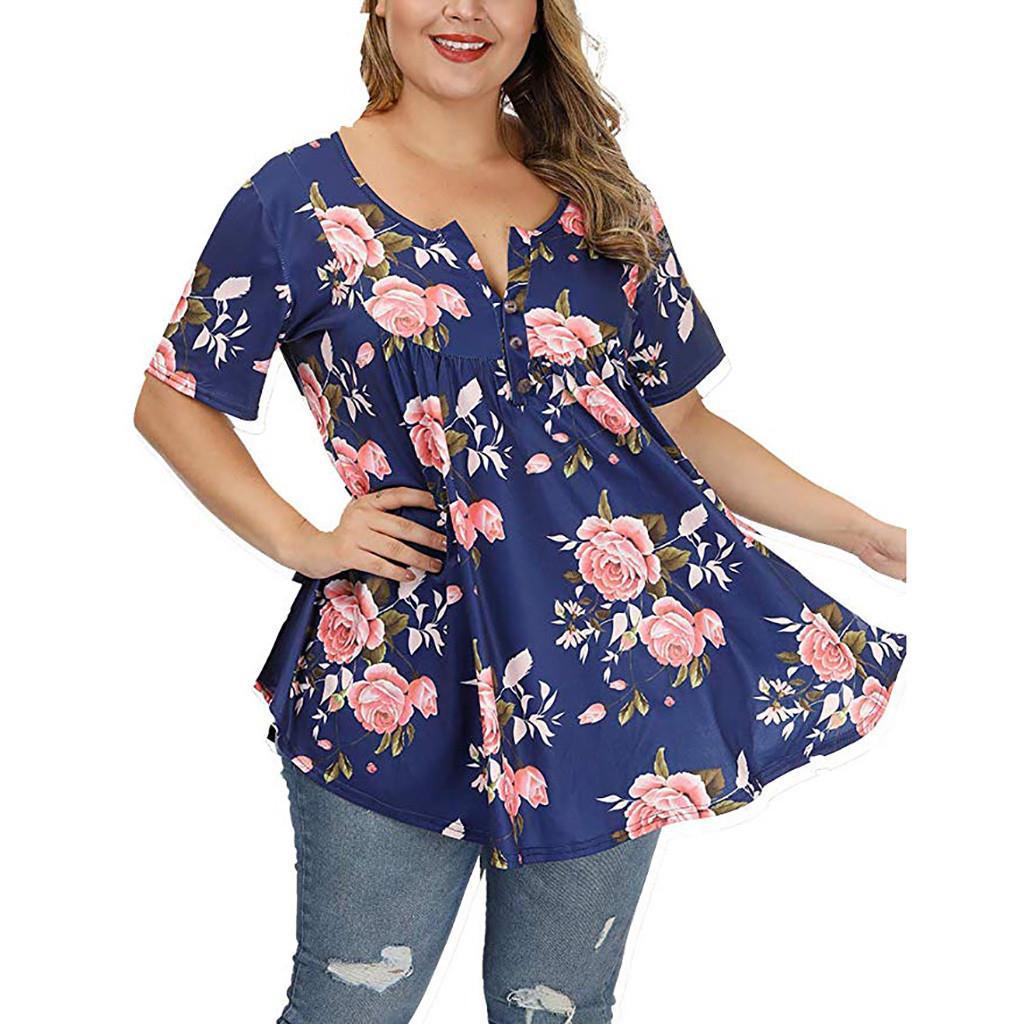 Vanessa Plus Size Floral Short Sleeve Top Top Claire & Clara 