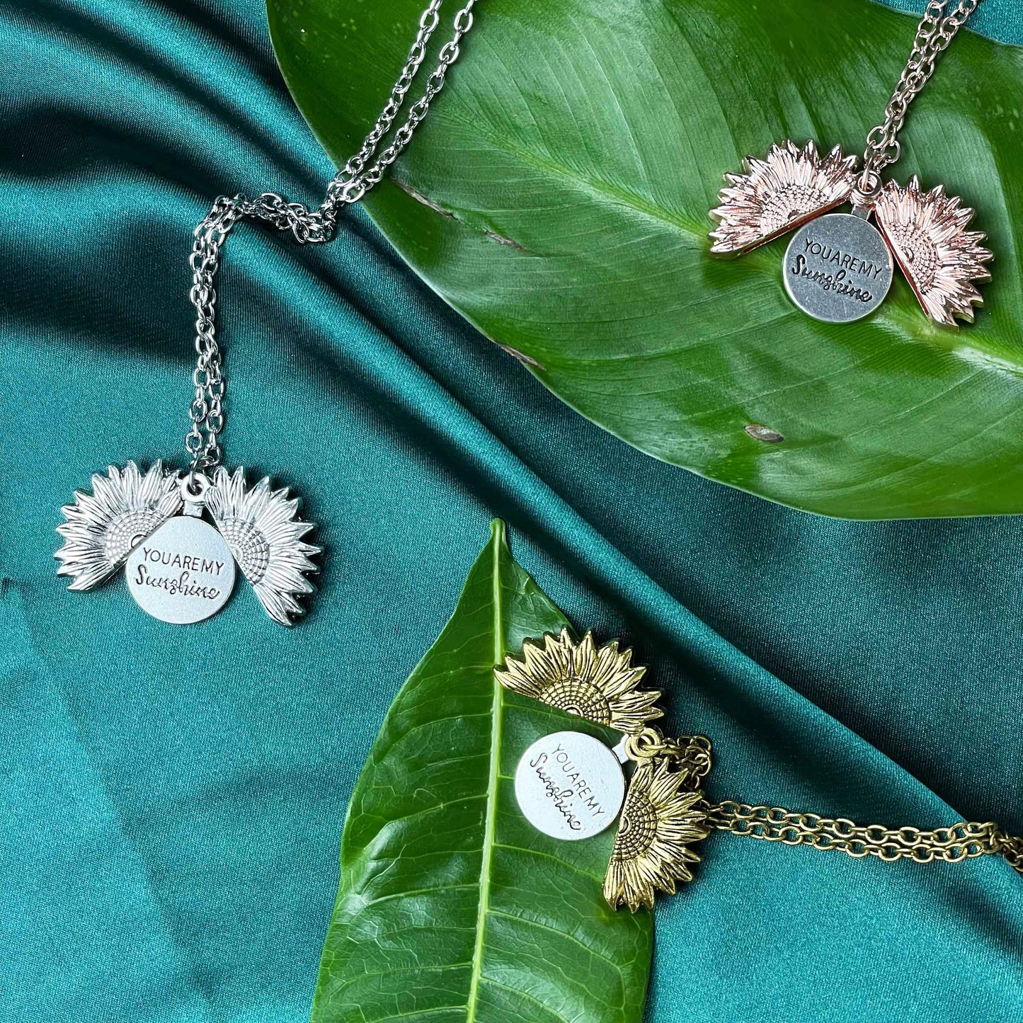 YOU ARE MY Sunshine Sunflower Necklace Necklace Claire & Clara 