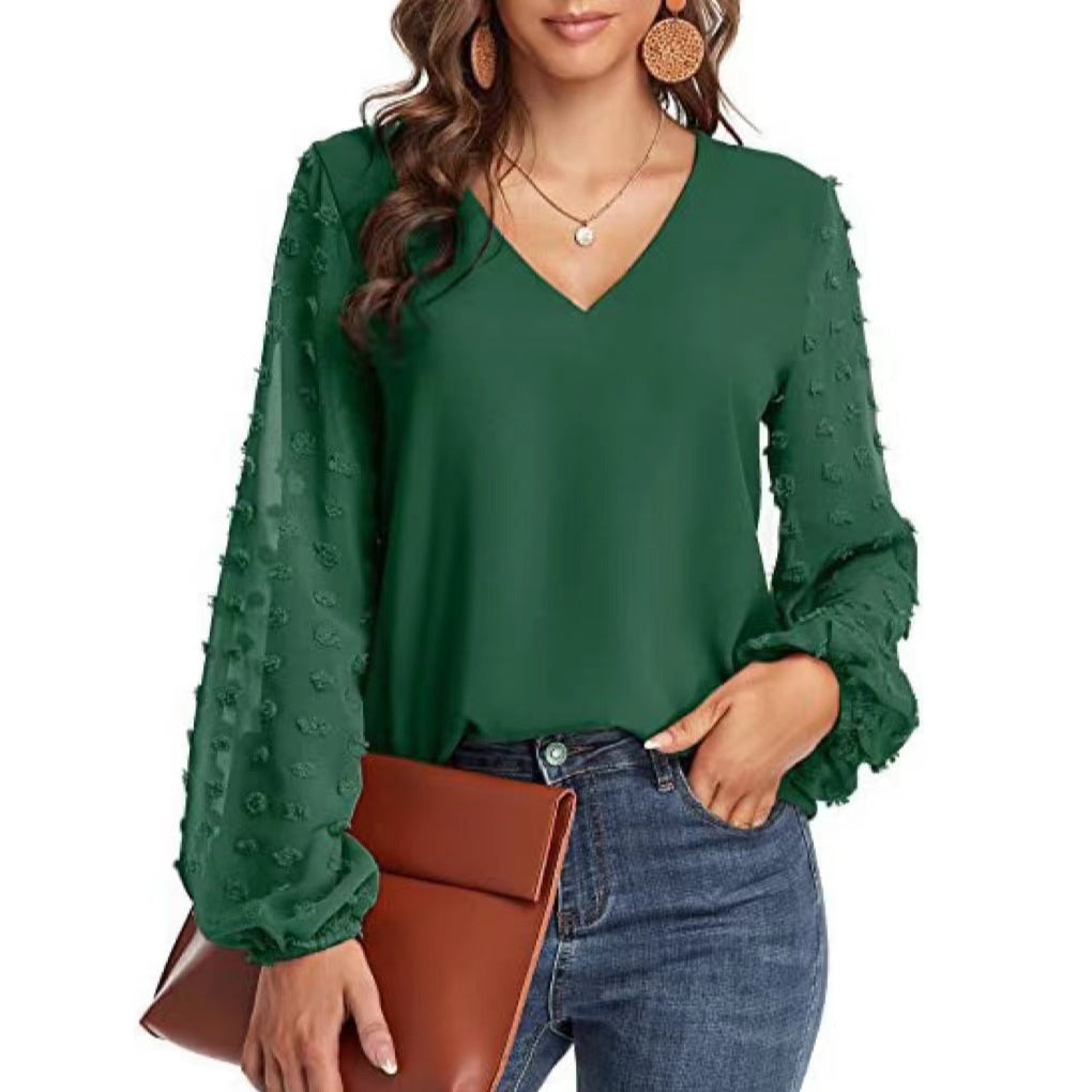 Zoey Chiffon Flower Long Sleeve Top Top Claire & Clara Green S 