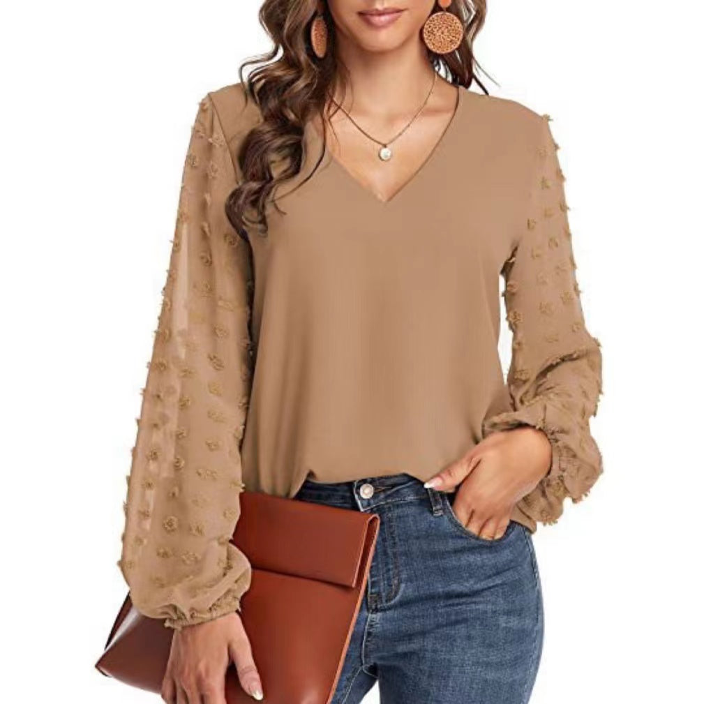 Zoey Chiffon Flower Long Sleeve Top Top Claire & Clara Khaki S 