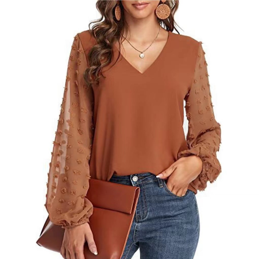 Zoey Chiffon Flower Long Sleeve Top Top Claire & Clara Orange S 