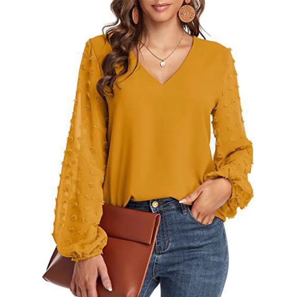 Zoey Chiffon Flower Long Sleeve Top Top Claire & Clara Yellow S 